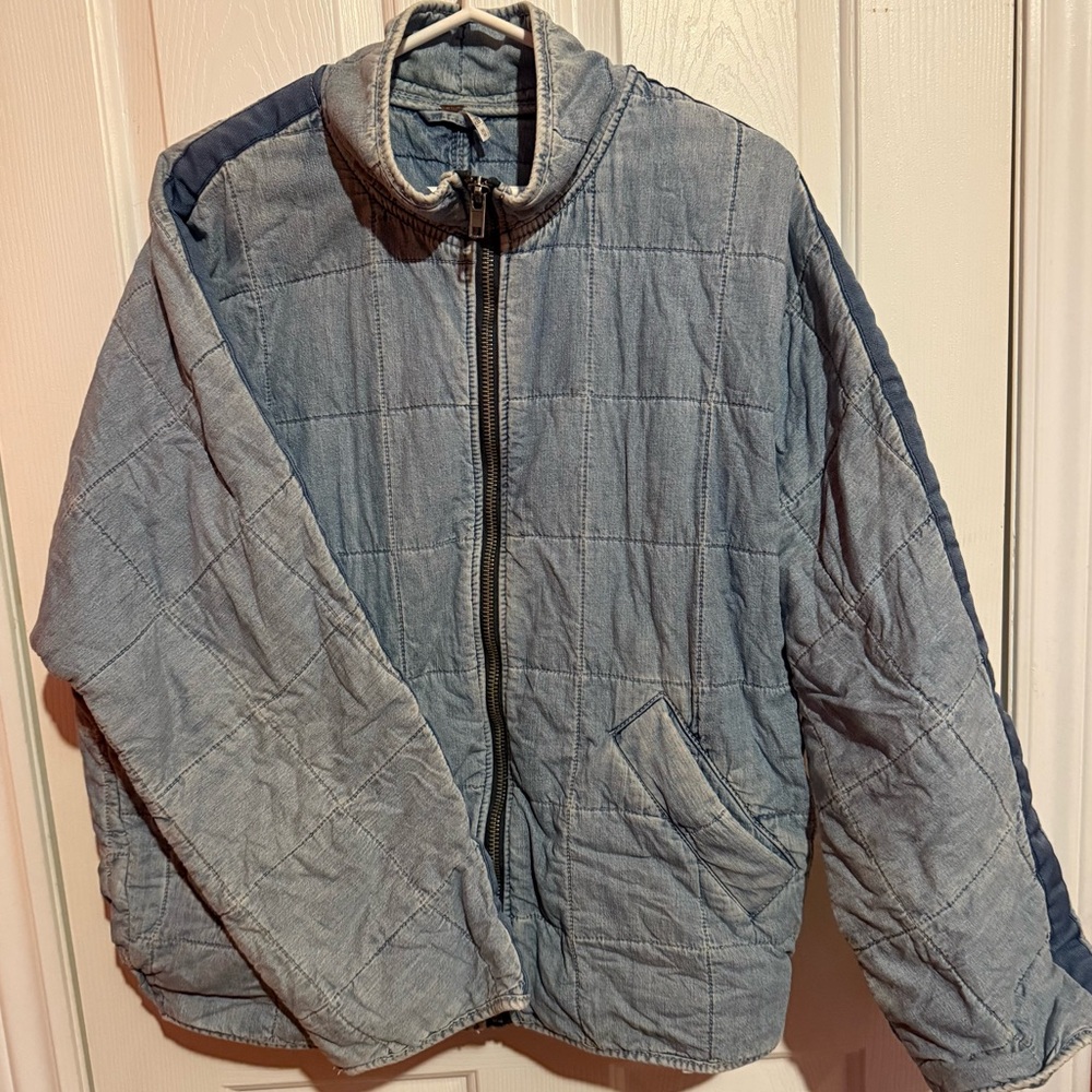 Free People denim quilted dolman jacket